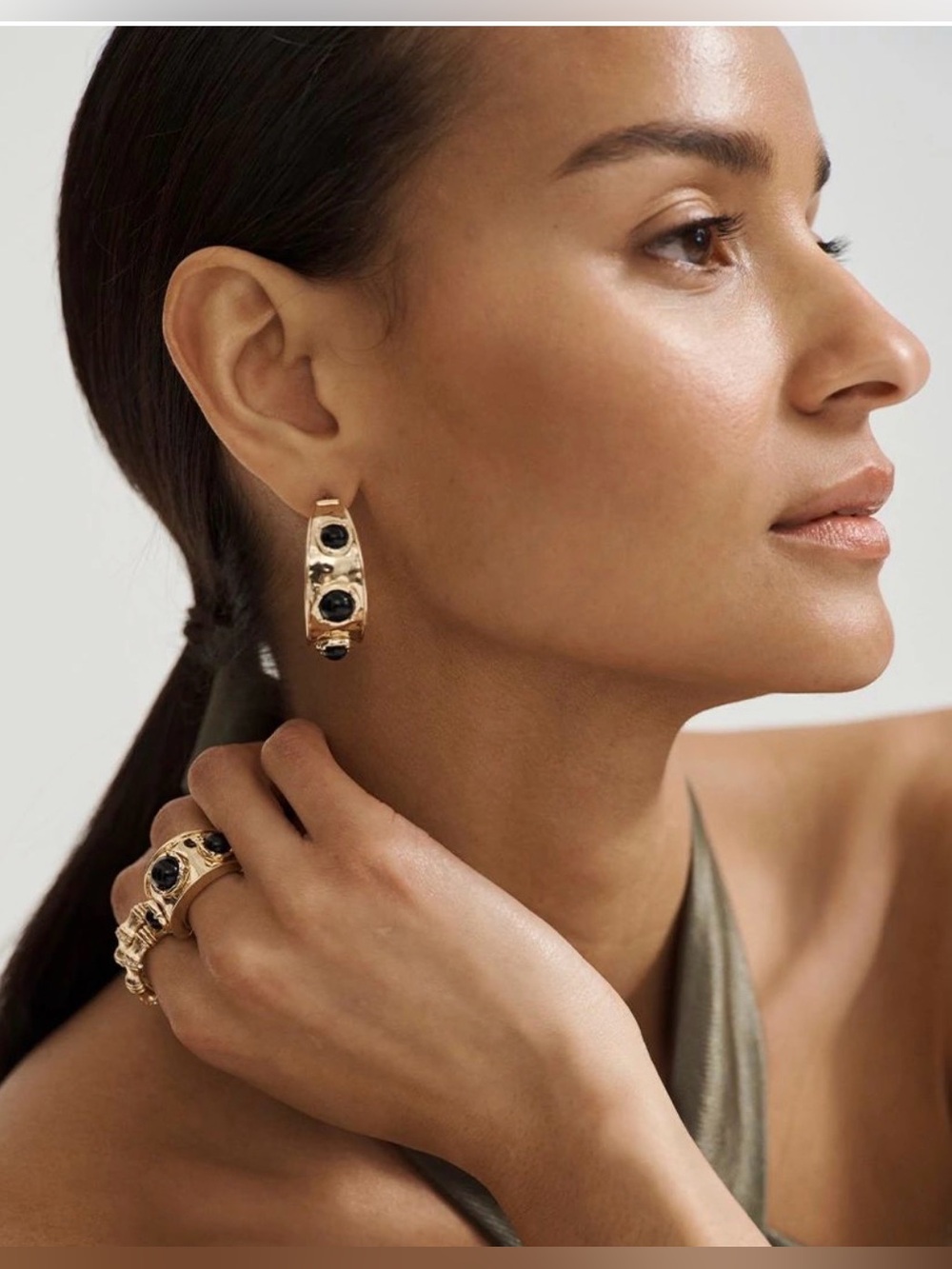 NWT Black Cap Hoop Earrings from WHBM